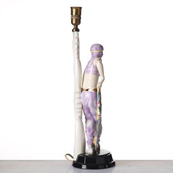 JOSEF LORENZL, an "Odaliske" creamware figure/table lamp, for Goldscheider, Wien, model 5613.