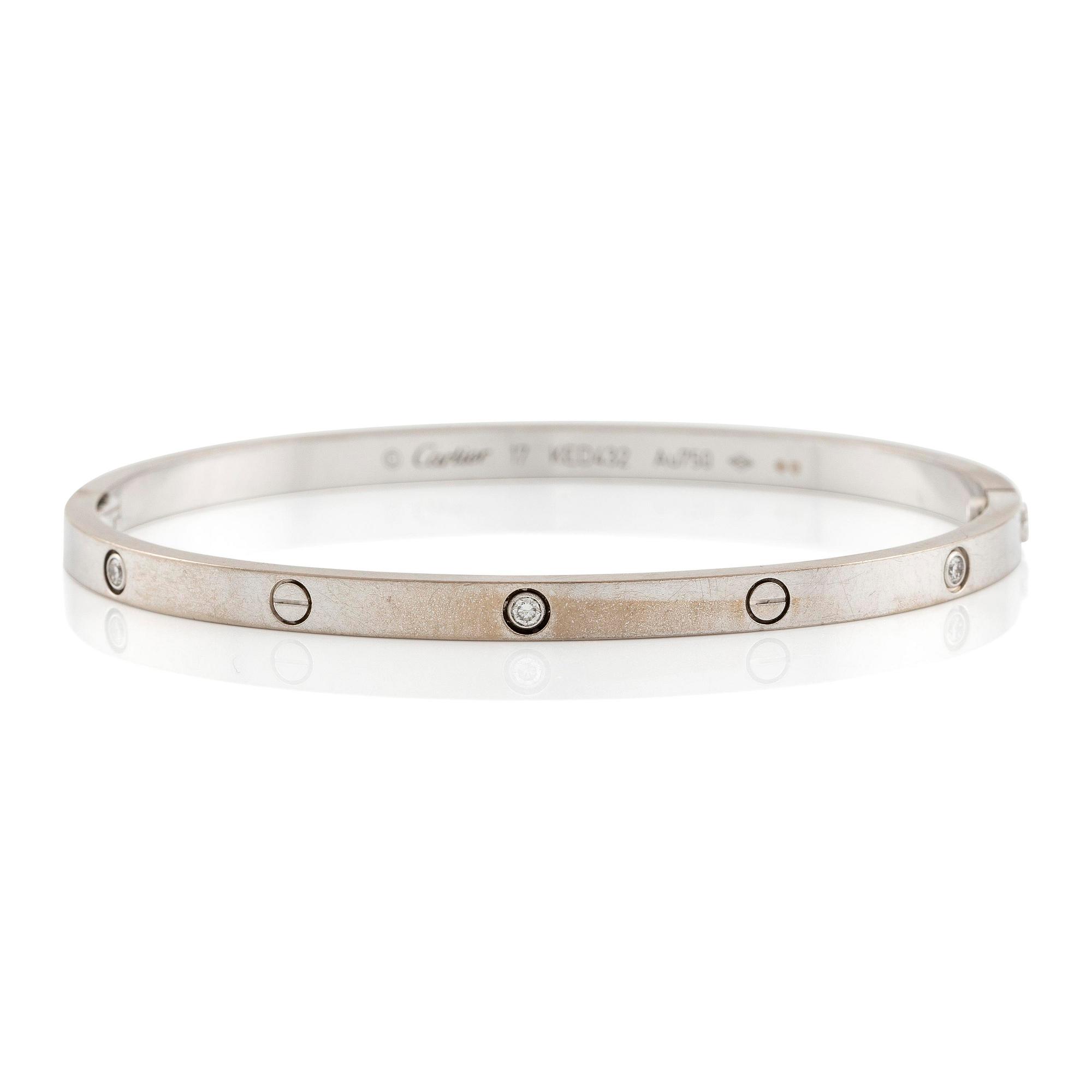 A Cartier bracelet "Love" in 18K white gold with round brilliant-cut diamonds, model small.