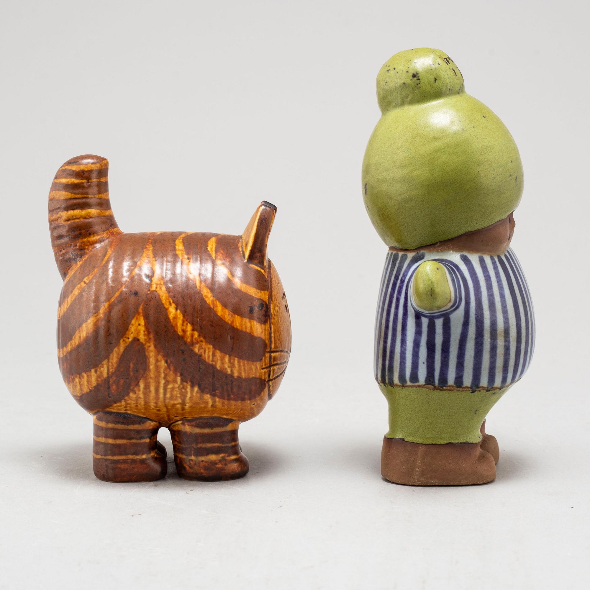 LISA LARSON, two stoneware figurines from Gustavsberg.