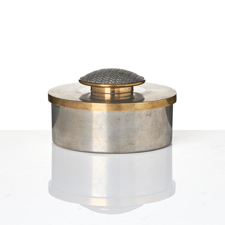 Björn Trägårdh, a pewter and brass lidded jar, Firma Svenskt Tenn, Stockholm, 1951.