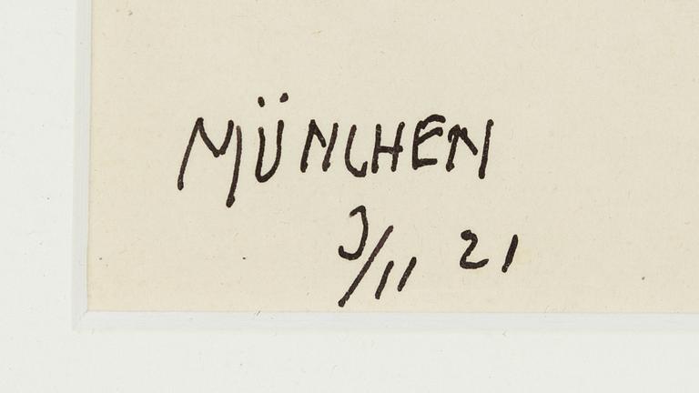 John Jon-And, pencil drawing on paper, signed and dated München 3/11-21.