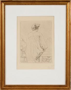 CARL LARSSON, etsning, "Lisbeth och Pontus", blyertssignerad, 1911.
