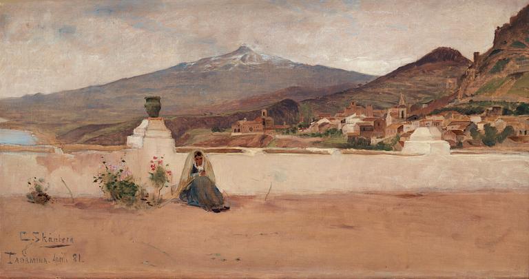 Carl Skånberg, "Utsikt vid Taormina med Etna"(View from Taormina with Etna).
