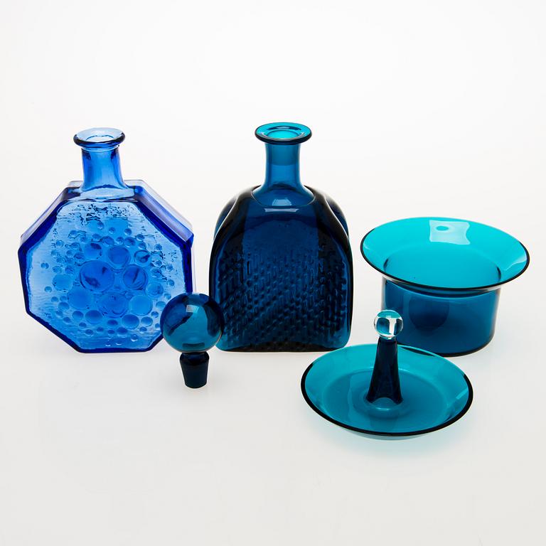 NANNY STILL, SOCKERSKÅL, KARAFF och FLASKA, glas, Riihimäen Lasi oy, 1960-tal.