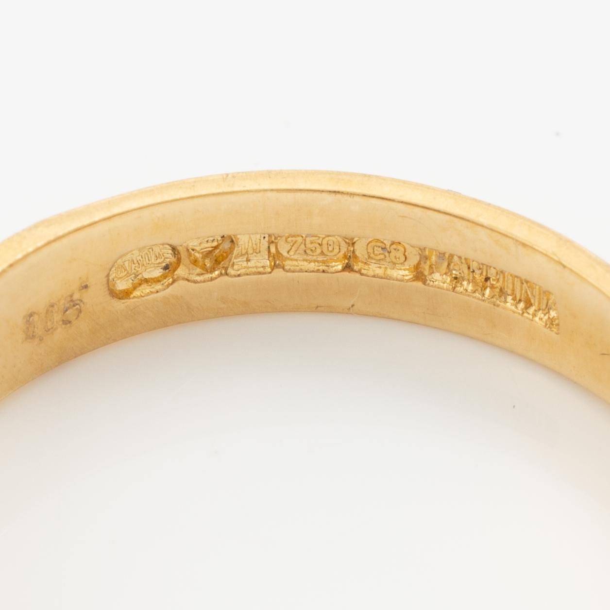 Lapponia, ring 18K gold set with a round brilliant-cut diamond, Finland 1980.