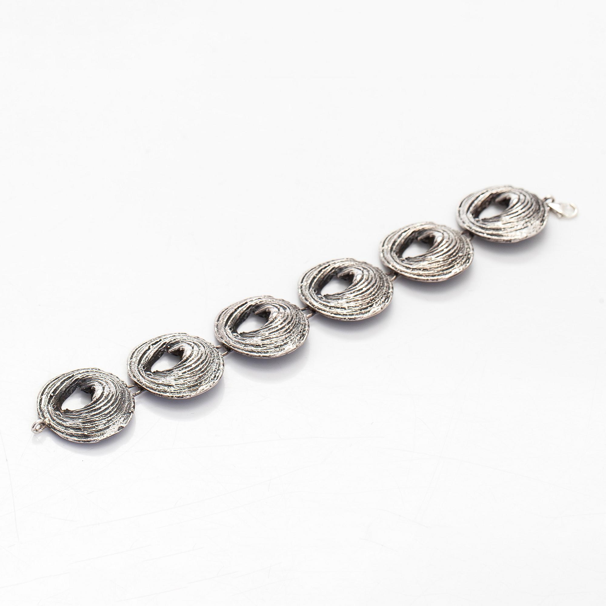 Helky Juvonen, armband och ring, silver, 1970-tal.