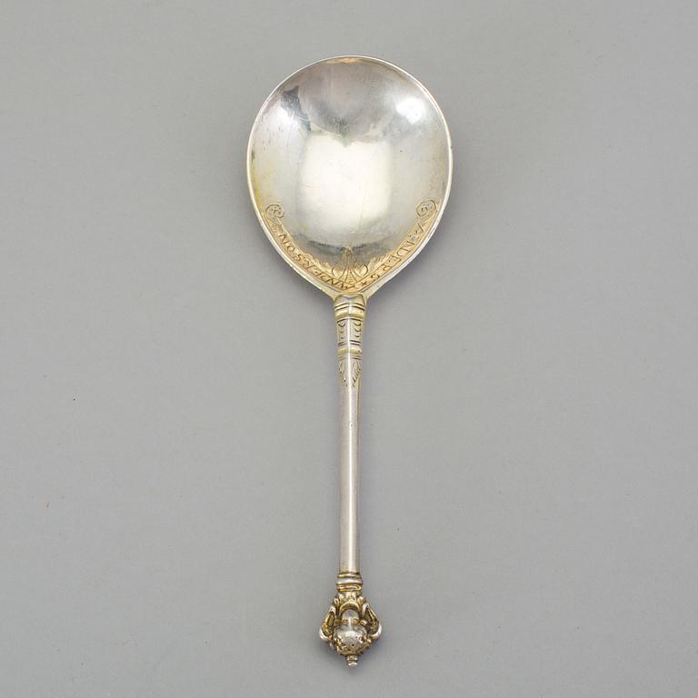 A Swedish 17th century silver-gilt spoon, unmarked (possibly Anders Andersson Amor, Sthlm 1684-1703).