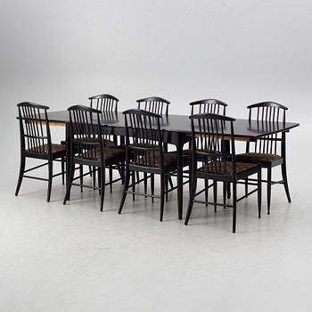 Kerstin Hörlin-Holmquist, Dining table with 8 chairs, 'Charlotte', Asko, Finland.