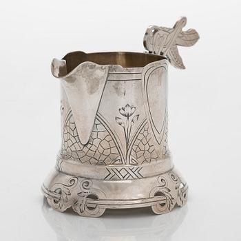 A silver cream jug, maker's mark Pavel Amerikantsev, Moscow 1908-26.