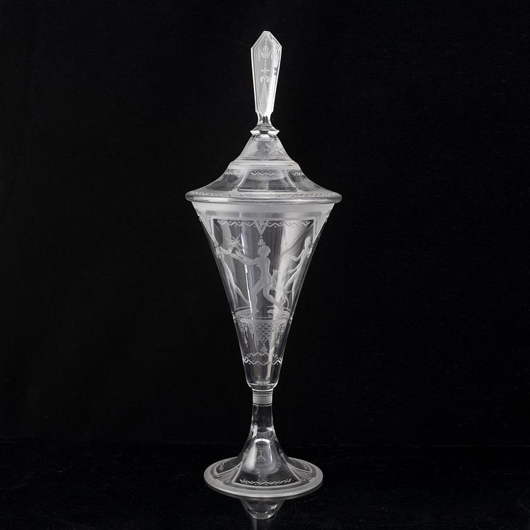 Edvin Ollers, a glass cup, Elme glasbruk, Sweden, 1932.