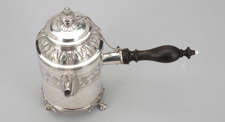 KAFFEKANNA, silver, Daniel Hallman, Stockholm 1809. Vikt 809 g.