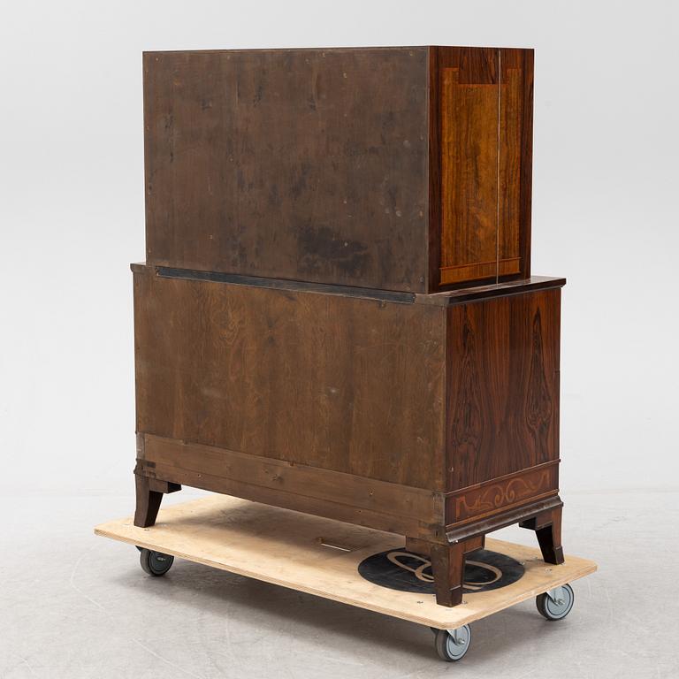 Erik Chambert, a mahogany and rosewood veneered Swedish Grace secretaire, Chamberts Möbelfabrik, 1920's/30's.