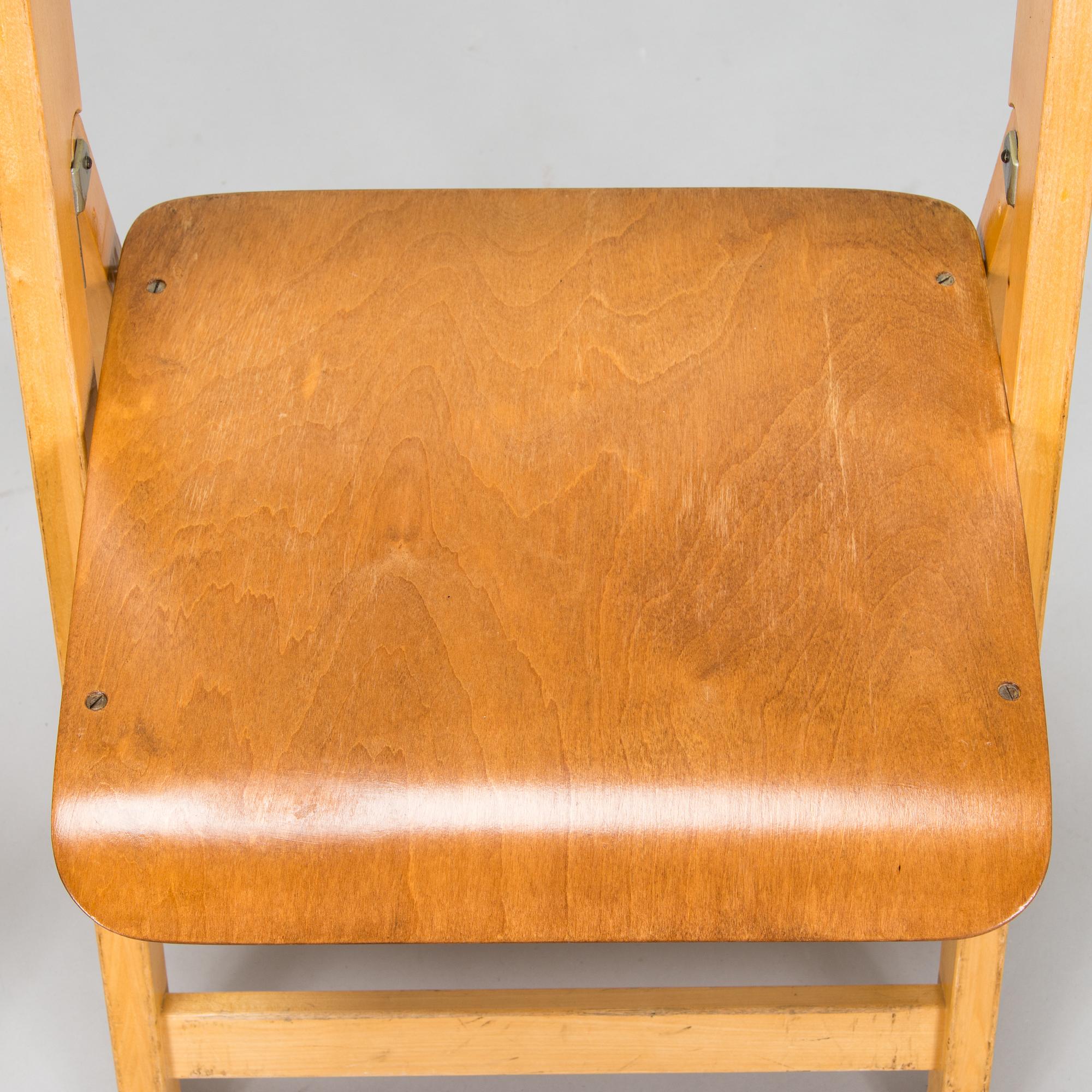 Six 1960s folding chairs for SOK Vaajakosken tehtaat.