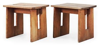 630. A pair of Axel-Einar Hjorth pine stools by Nordiska Kompaniet, 1930's.