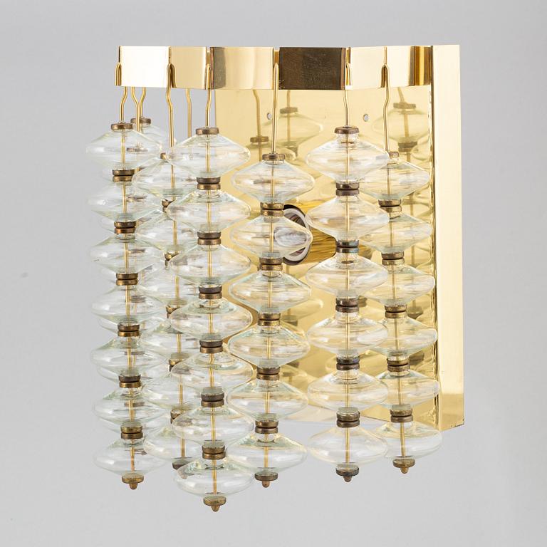 Hans-Agne Jakobsson, an 'Estrella V-258' brass and glass ceiling light, Markaryd, probably 1960's.