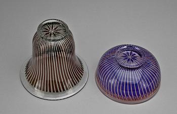 SKÅLAR, 2 st, glas, "Slipgraal" Edward Hald Orrefors 1900-talets mitt.