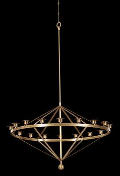 A Sigurd Persson 18 light brass chandelier, Sweden 1960's.