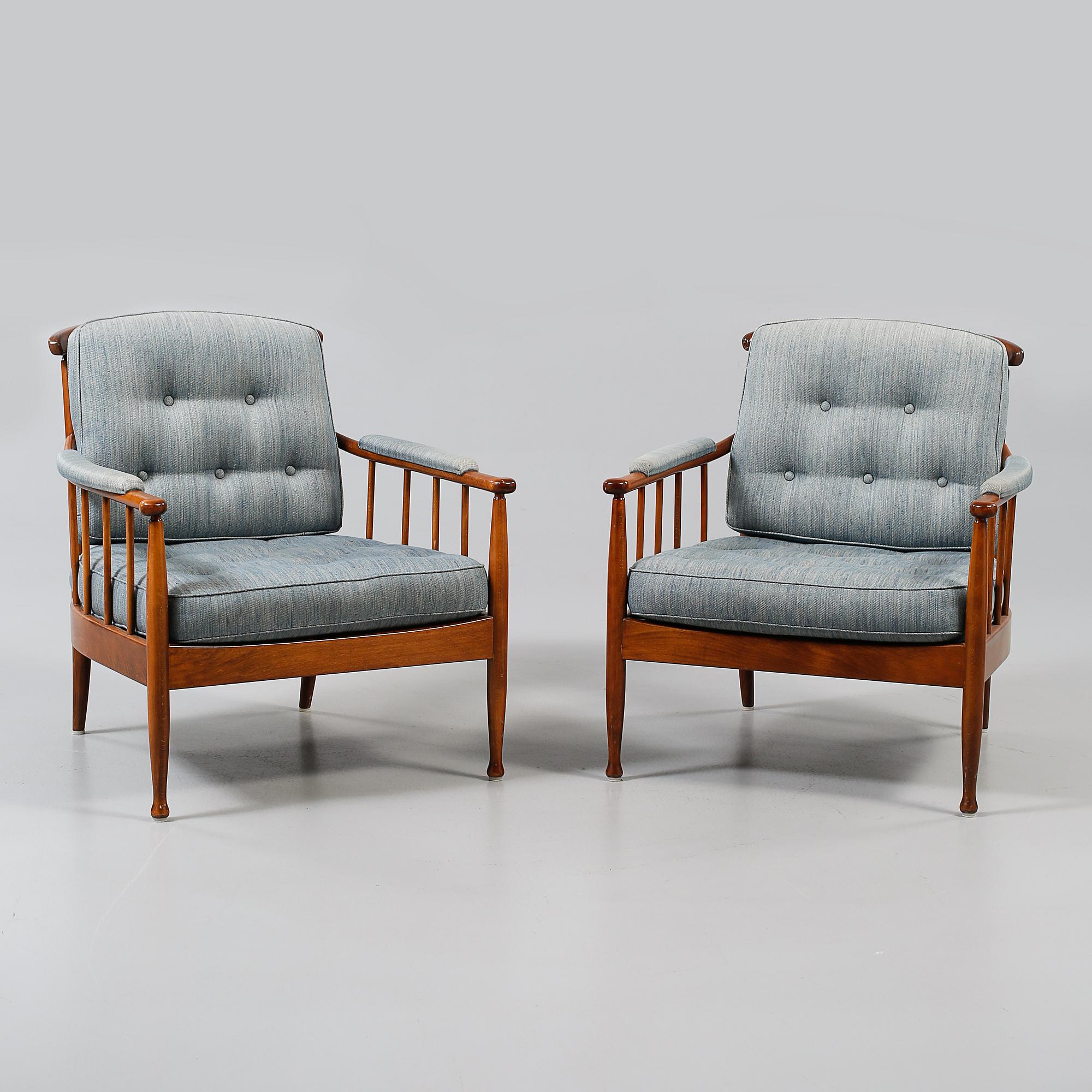 FÅTÖLJER, ett par, "Skrindan", Kerstin Hörlin-Holmquist, 1900-talets andra hälft.