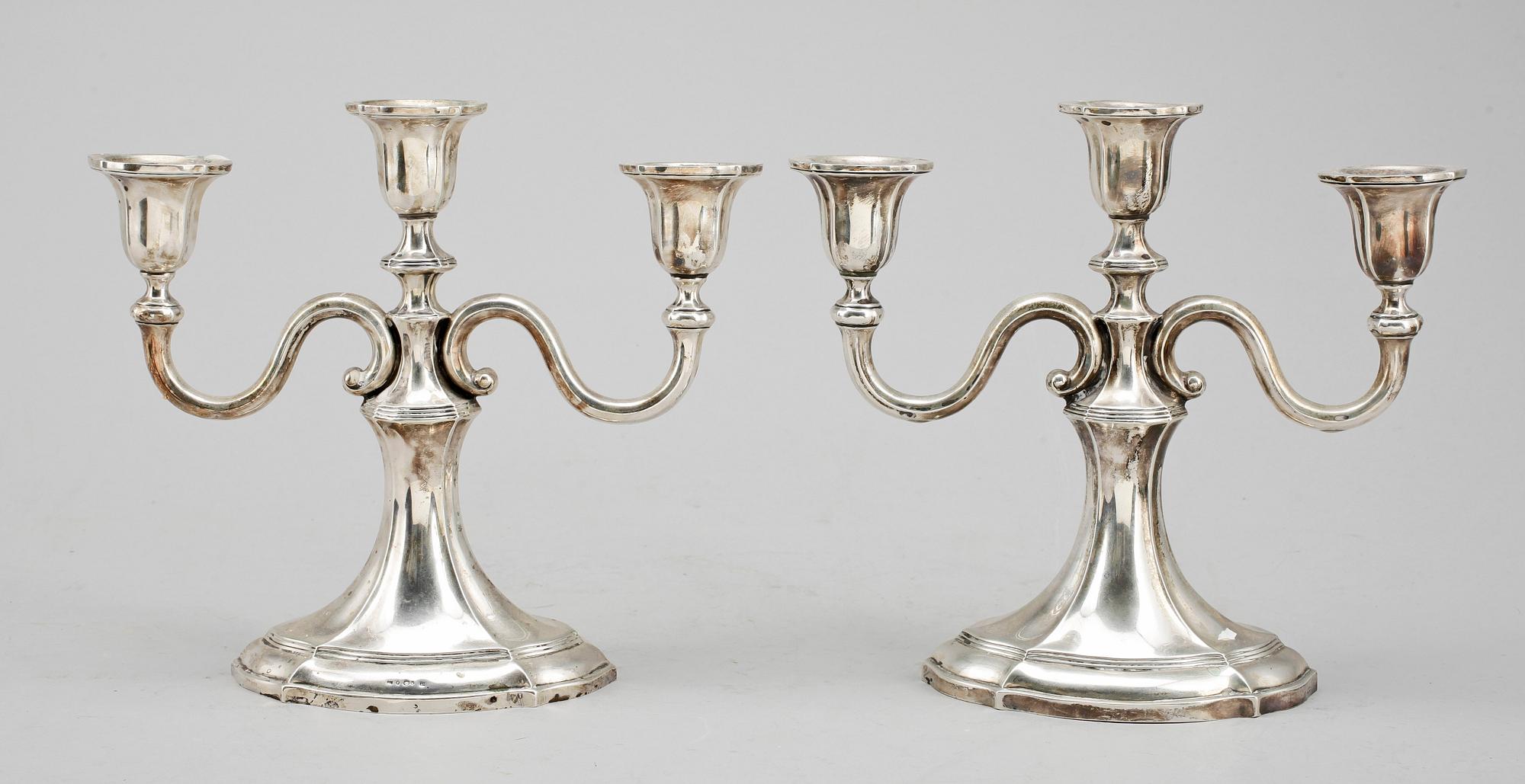 KANDELABRAR. ett par, silver, 1931.