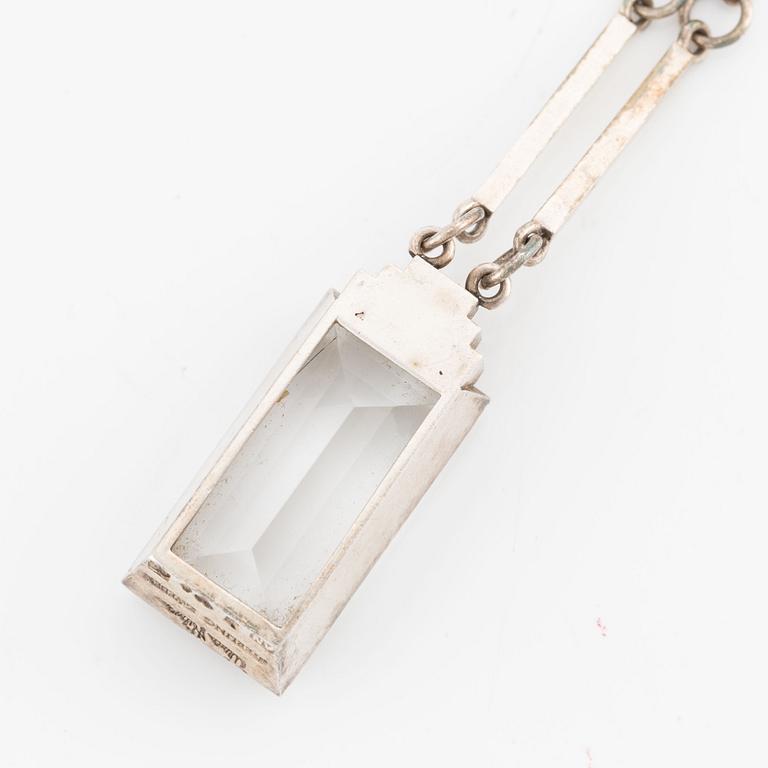 Wiwen Nilsson, a sterling silver and rock crystal necklace, Anders Nilsson, Lund 1944.