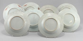 TALLRIKAR, 8 st, porslin, Kina, 1700-tal.