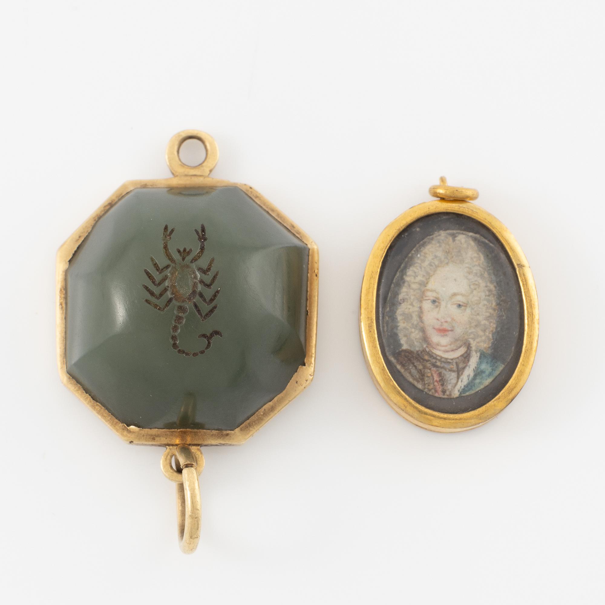 Collection of gems, seals, and miniature portraits, 19th century.