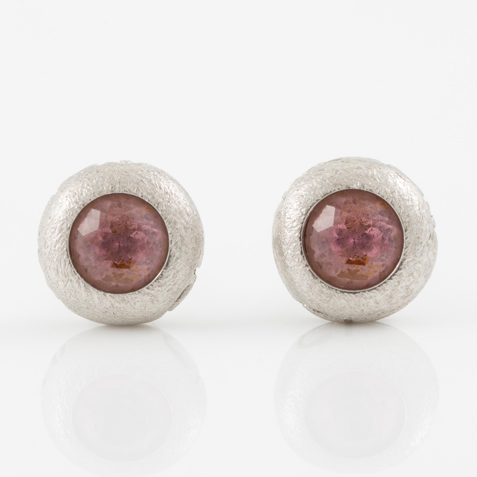 Ole Lynggaard a pair of "Bubbles" earrings in 18K white gold with tourmalines.