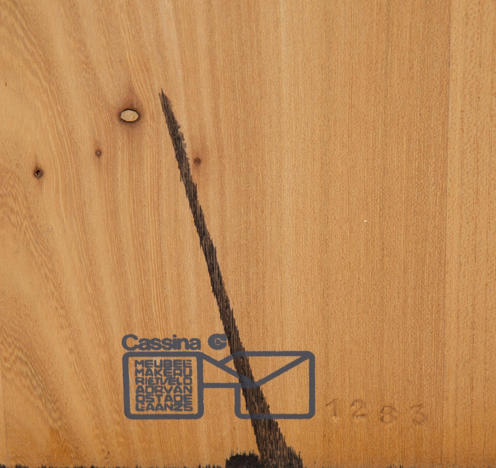 A 'Zig-Zag' chair by Gerrit Rietveld for Cassina, designed 1932-34, marked and numbered.