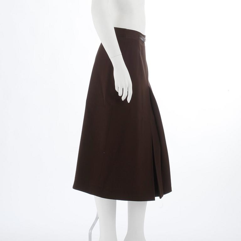 CÉLINE, a brown wool skirt. Size 40.