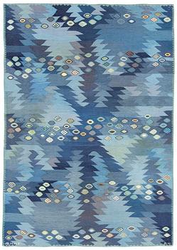 CARPET. "Tånga, blå". Tapestry weave (Gobelängteknik).  250,5 x 175,5 cm. Signed AB MMF BN.