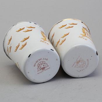 A pair memorial enamel cup in memory of Kin Oscar II's 25 years on the trone, 1872-1897, produced by Kockums.