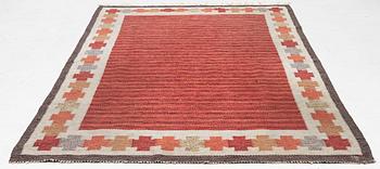 A flat weave 'Kastellholm' carpet by Ingegerd Silow, c 240 x 154 cm, signed IS.