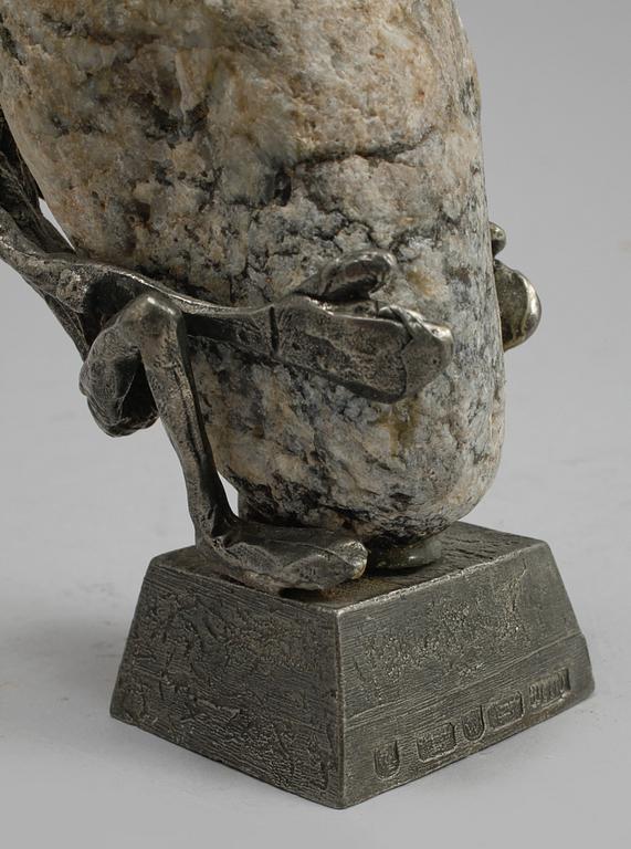 HENRY GUSTAFSSON, skulptur, tenn och sten, 1986.