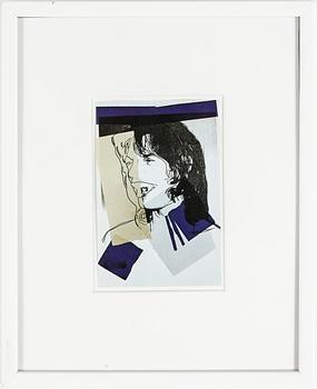 ANDY WARHOL efter, 2 st, färgoffsettryck, ANNOUNCEMENT CARD, Mick Jagger, 1975.