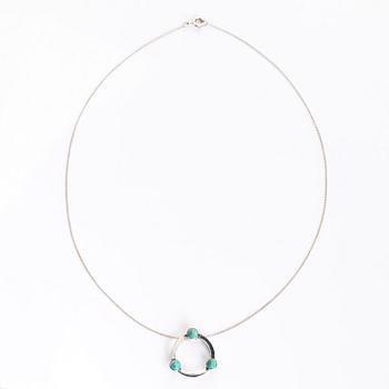 Elis Kauppi, a silver pendant with turquoises, Kupittaan Kulta, Turku, with chain.