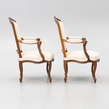 Armchairs, a pair, Rococo, 18th century.