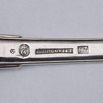 A pair of Swedish 19th century silver serving-spoons, marks of Henrik Johan Ljungqvist, Kristianstad 1820.