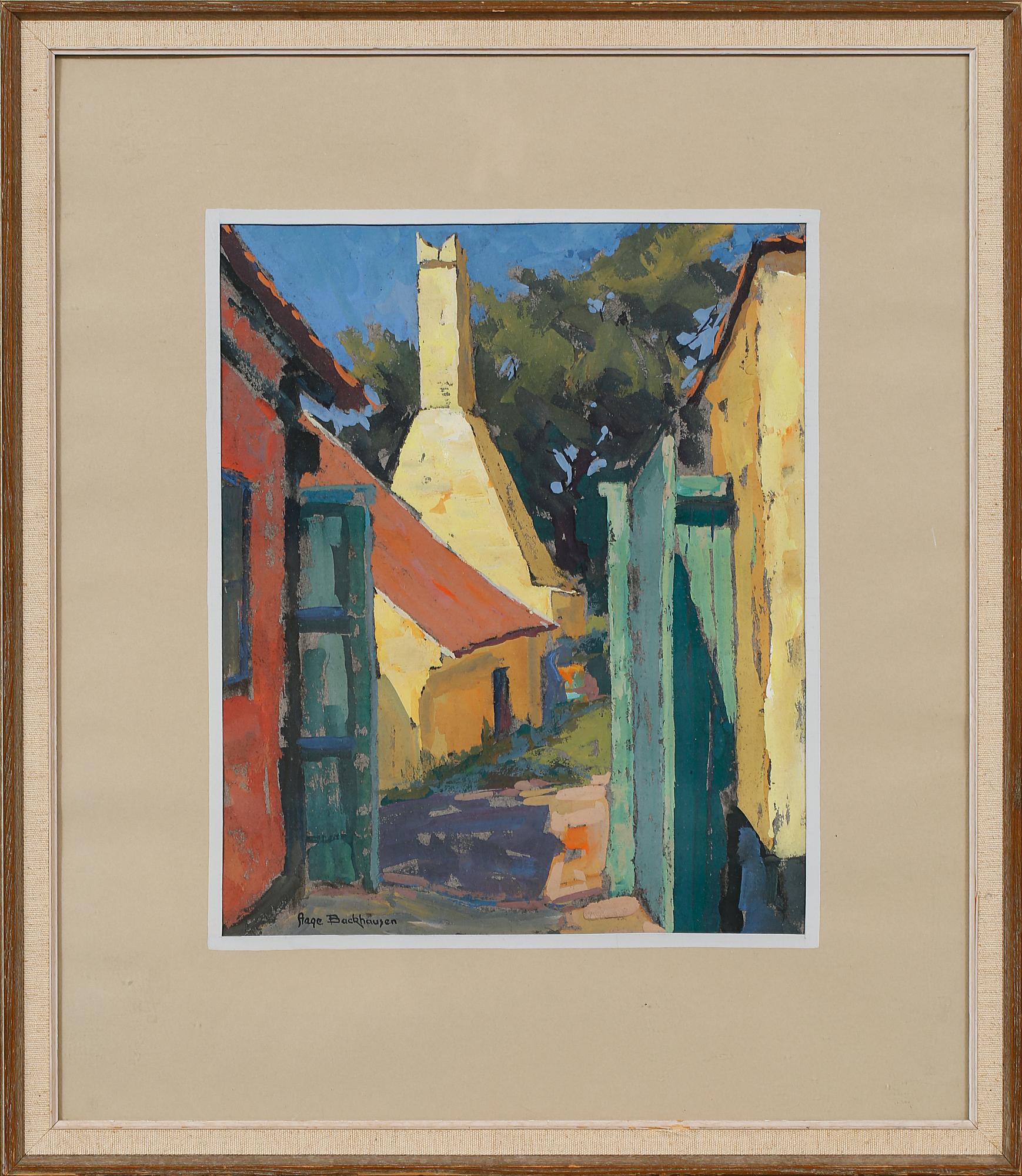 AAGE BACKHAUSEN, gouache på papper, signerad.