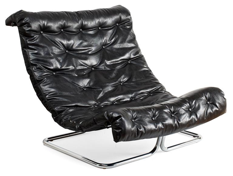 A Ruud Ekstrand and Christer Norman chromed steel and artificial leather easy chair, "Formula" for Dux, 1960´s-70´s.