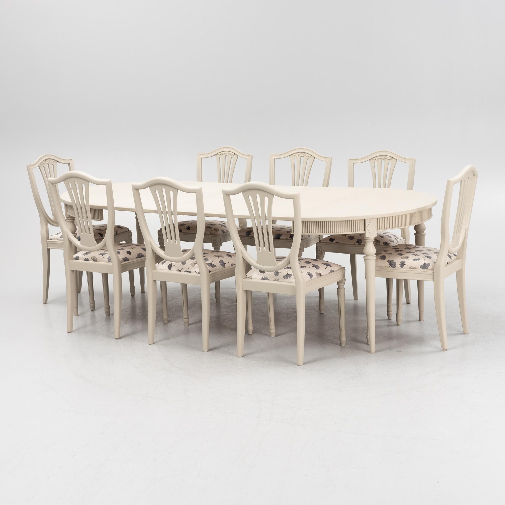 Matgrupp, 9 delar, gustaviansk stil, 1900-talets andra hälft.