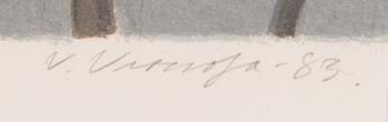 Veikko Vionoja, litografia, signeerattu ja päivätty -83, merkitty tait.vedos.