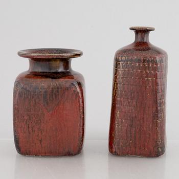 Stig Lindberg, two stoneware vases, Gustavsberg Studio, 1969.