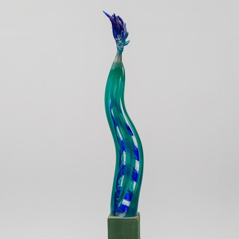 KJELL ENGMAN, a unique sand cast glass sculpture, Kosta Boda, Sweden.