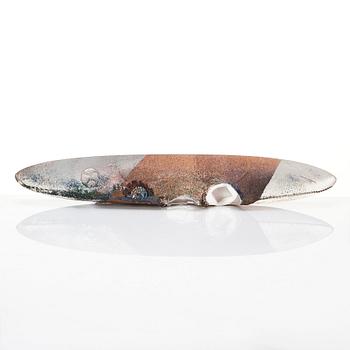 Bertil Vallien, a sand cast glass sculpture of a boat, Kosta Boda, Sweden.