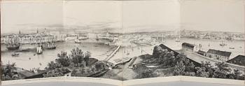 BOK. "Panorama de Stockholm. Pris du dôme de l'eglise de l'île de l'amirauté. C J Billmark 1845.