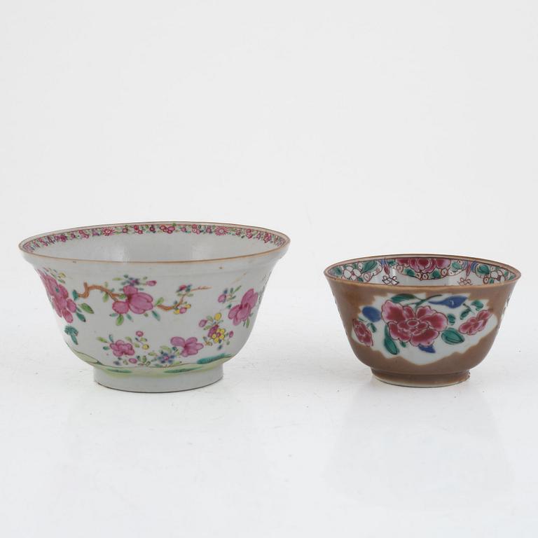 Two Chinese porcelain bowls, Qing dynasty, Qianlong (1736-95) and a bowl, China, early 20th century.