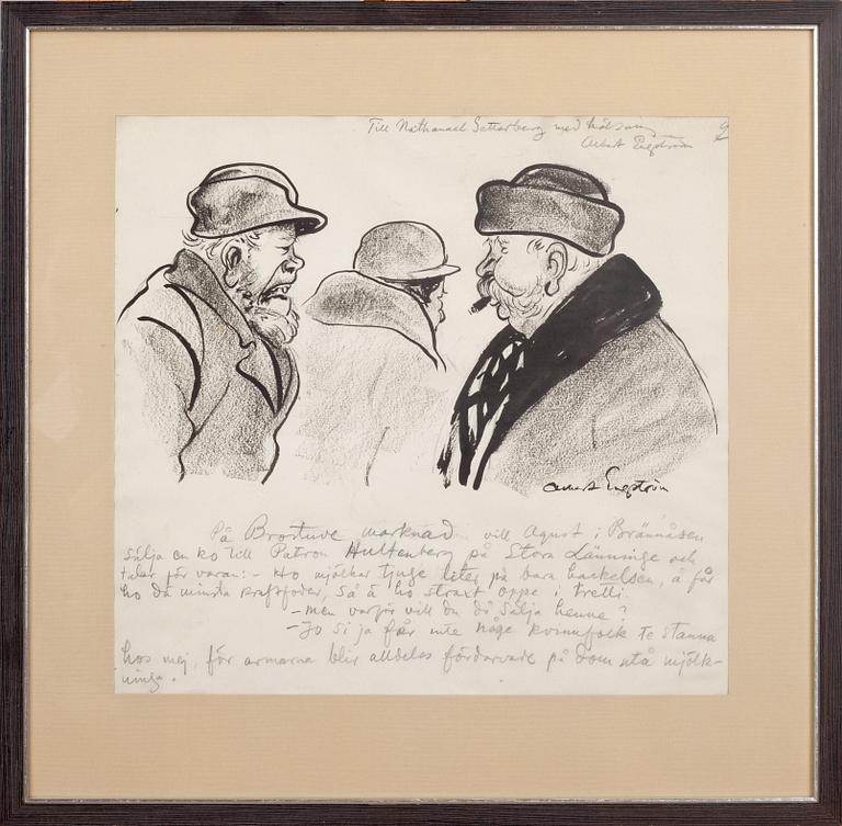 ALBERT ENGSTRÖM, tuschteckning, signerad.