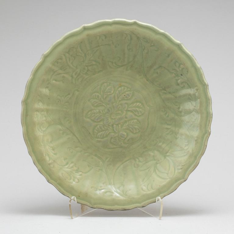 A celadon glazed dish, Ming dynasty (1368-1644).