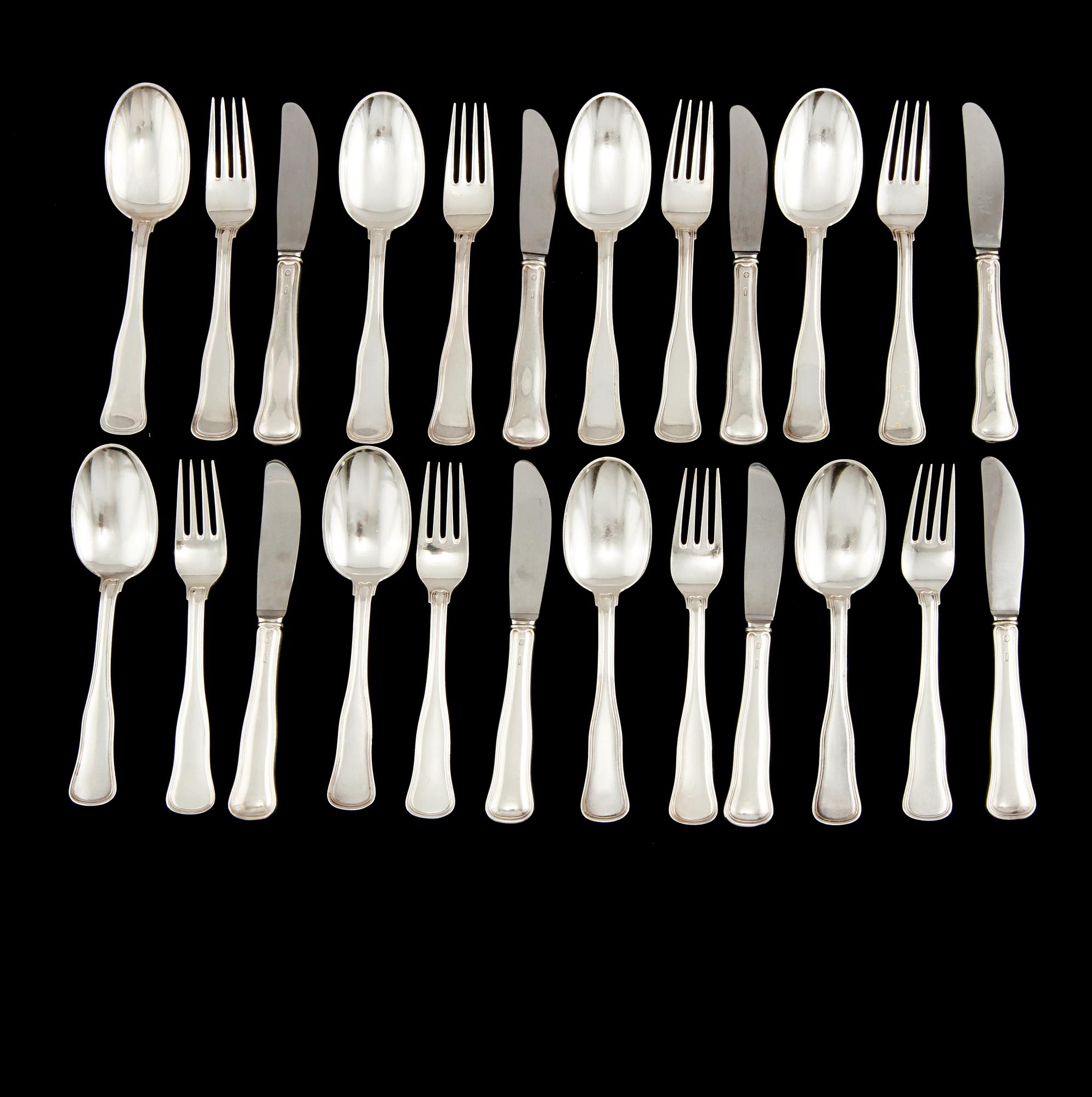 BESTICK, 24 st, silver, "Gammal dansk", Cohr, Danmark, 1900-tal. Vikt 1158 g inkl stålblad.