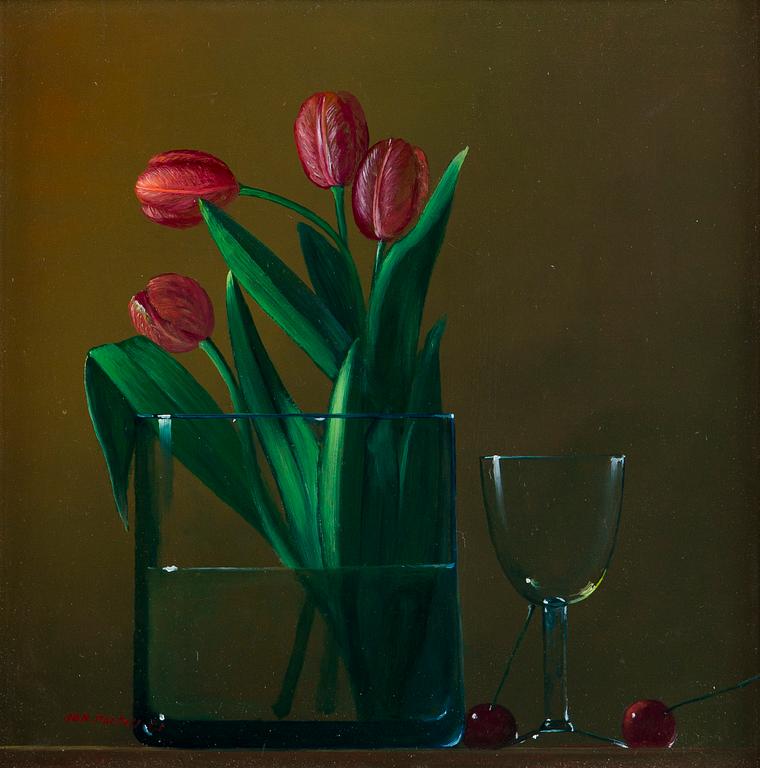 Jan Palmu, Still Life with Tulips and Cherries.